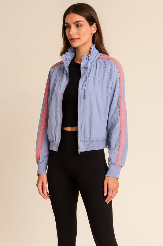 Baby Blue Nylon Laced Track Jacket