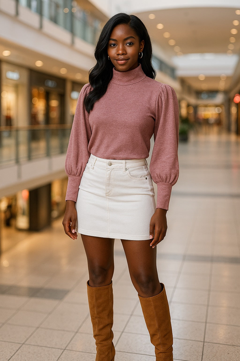 Puffy Sleeve Knit Top