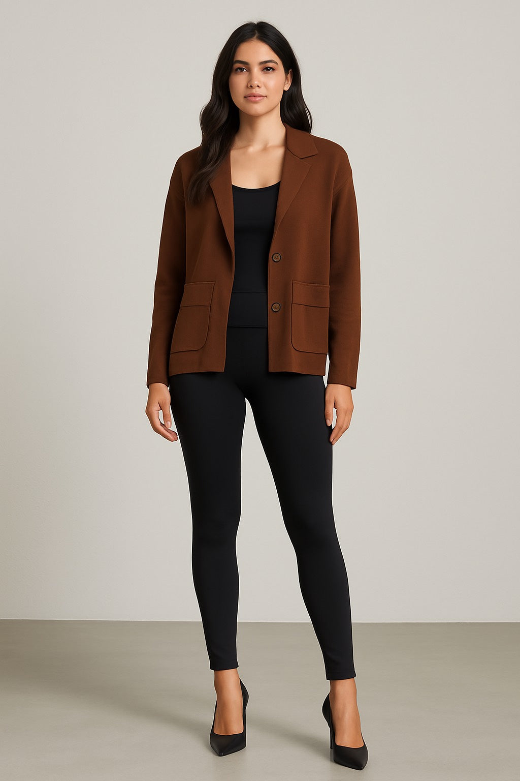 Brown Cardigan Button Sweater