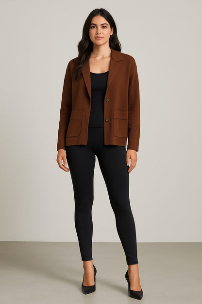 Brown Cardigan Button Sweater