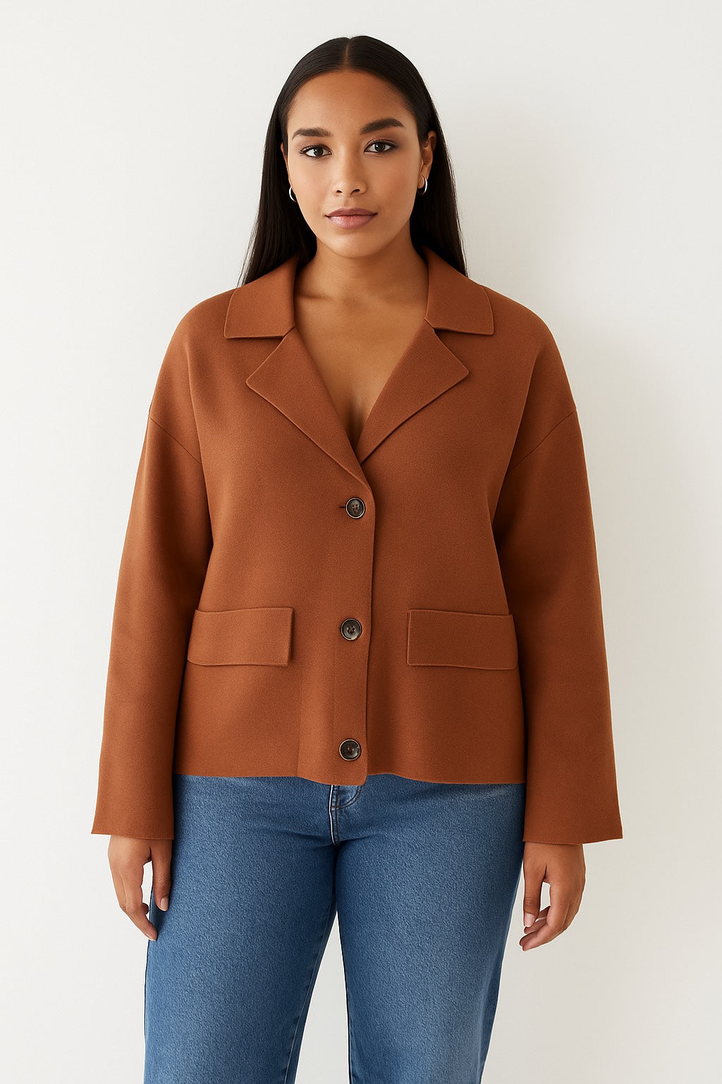 Brown Cardigan Button Sweater