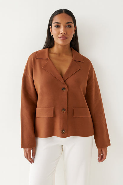 Brown Cardigan Button Sweater