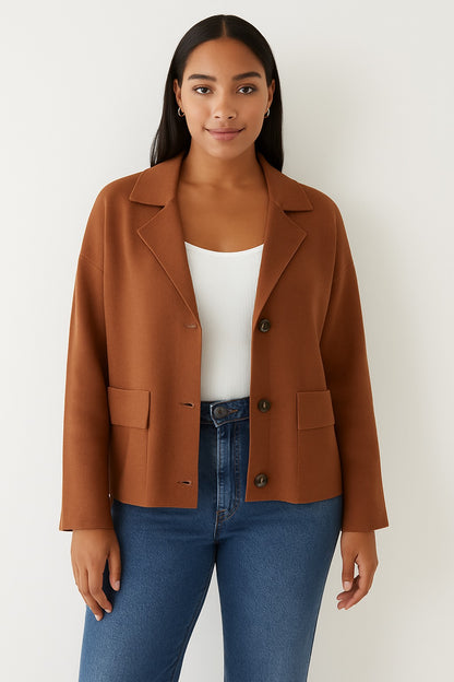 Brown Cardigan Button Sweater