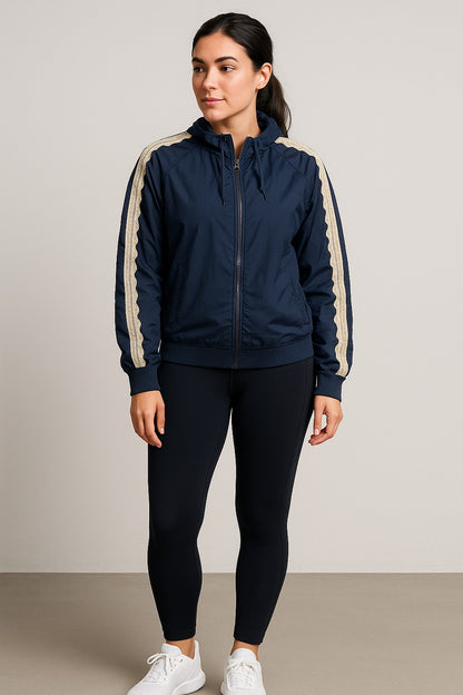 Navy Nylon Laced Track Jacket