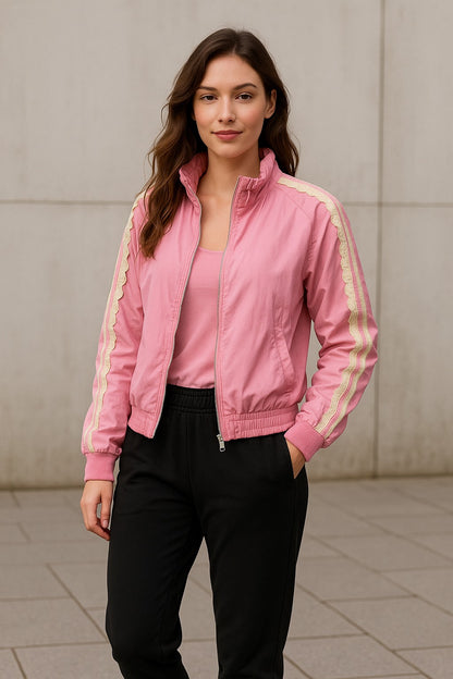 Pink Nylon Laced Track Jacket
