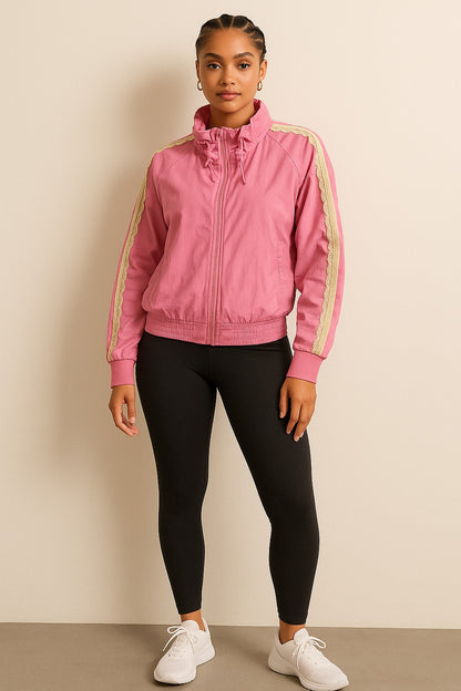 Pink Nylon Laced Track Jacket