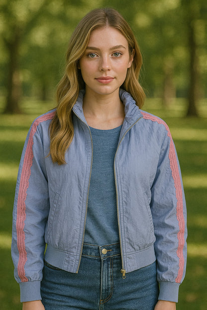 Baby Blue Nylon Laced Track Jacket
