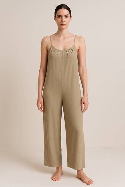 Taupe Spaghetti Strap Jumpsuit