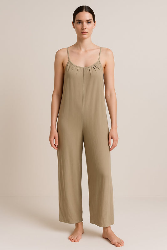 Taupe Spaghetti Strap Jumpsuit