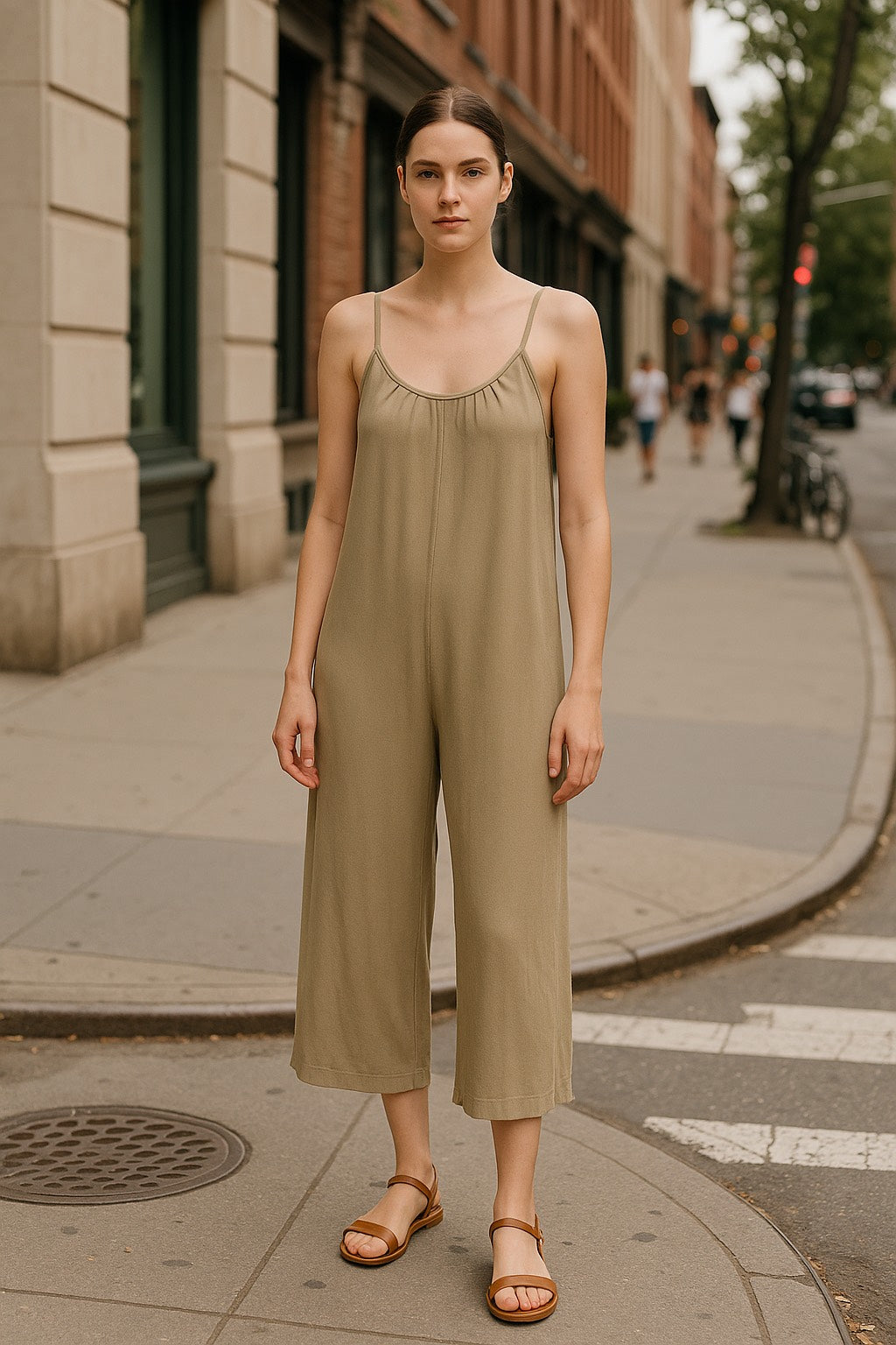 Taupe Spaghetti Strap Jumpsuit