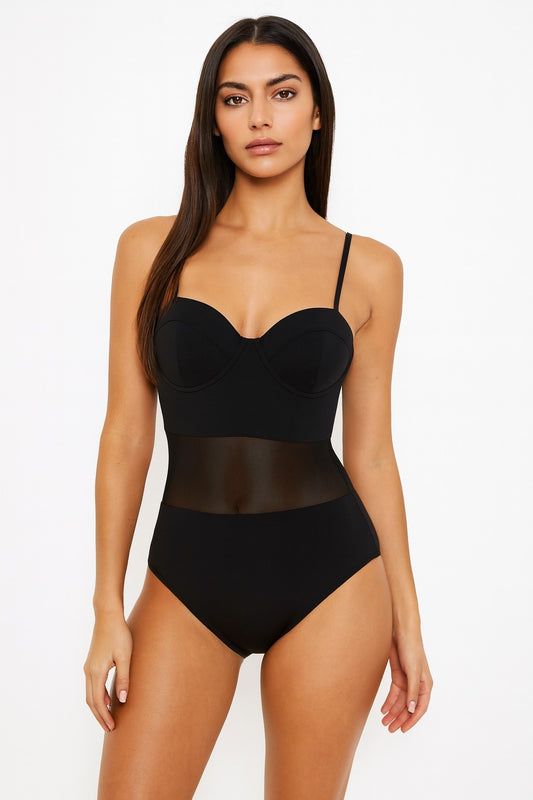 Black Push Up See Through One Piece